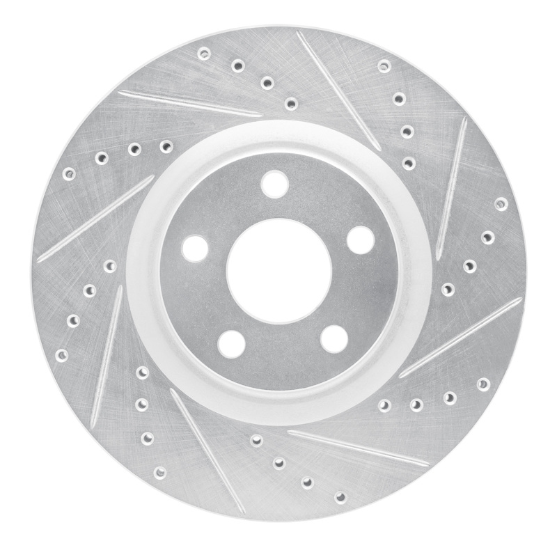 Ford Edge Brake Rotor (1) - Front Right - R1 Concepts - Drilled & Slotted - Silver - `15-`20